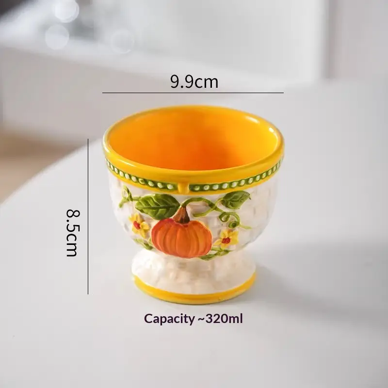 High-value Tall-stemmed Ceramic Breakfast Milk Cup Ice Cream Cup
