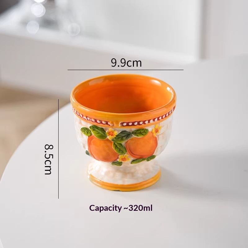 High-value Tall-stemmed Ceramic Breakfast Milk Cup Ice Cream Cup