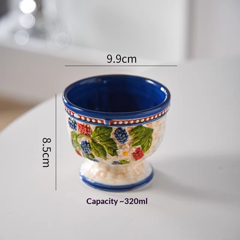 High-value Tall-stemmed Ceramic Breakfast Milk Cup Ice Cream Cup