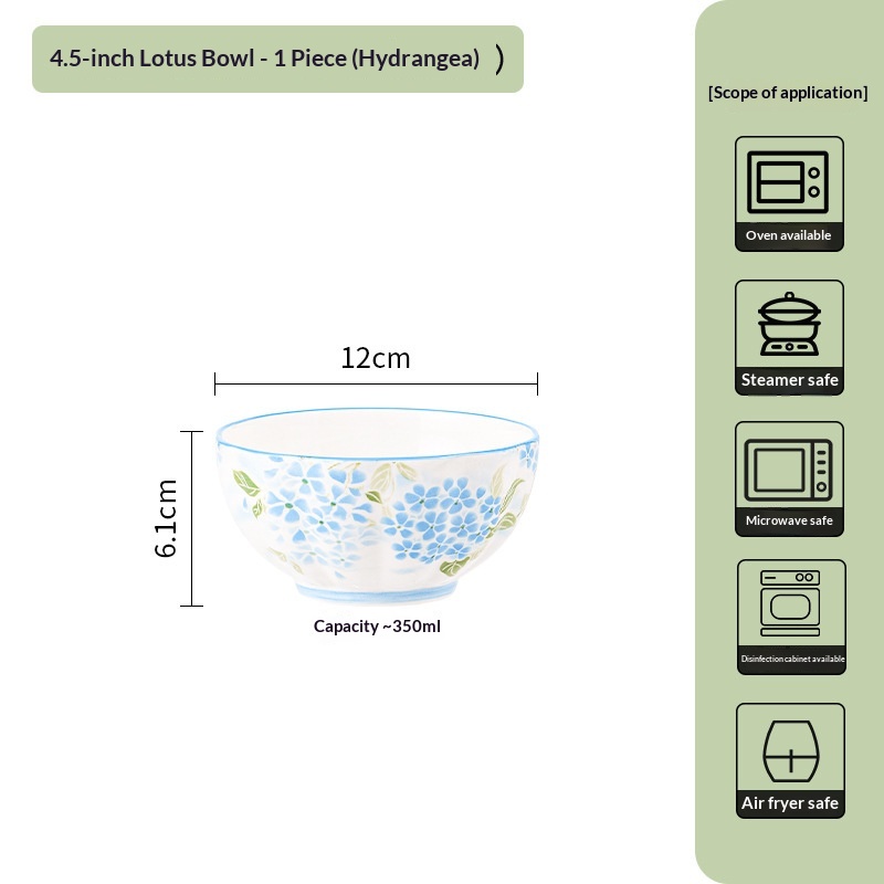 Japanese-style Creative Ceramic Bowl With Underglaze Coloring For Home Use