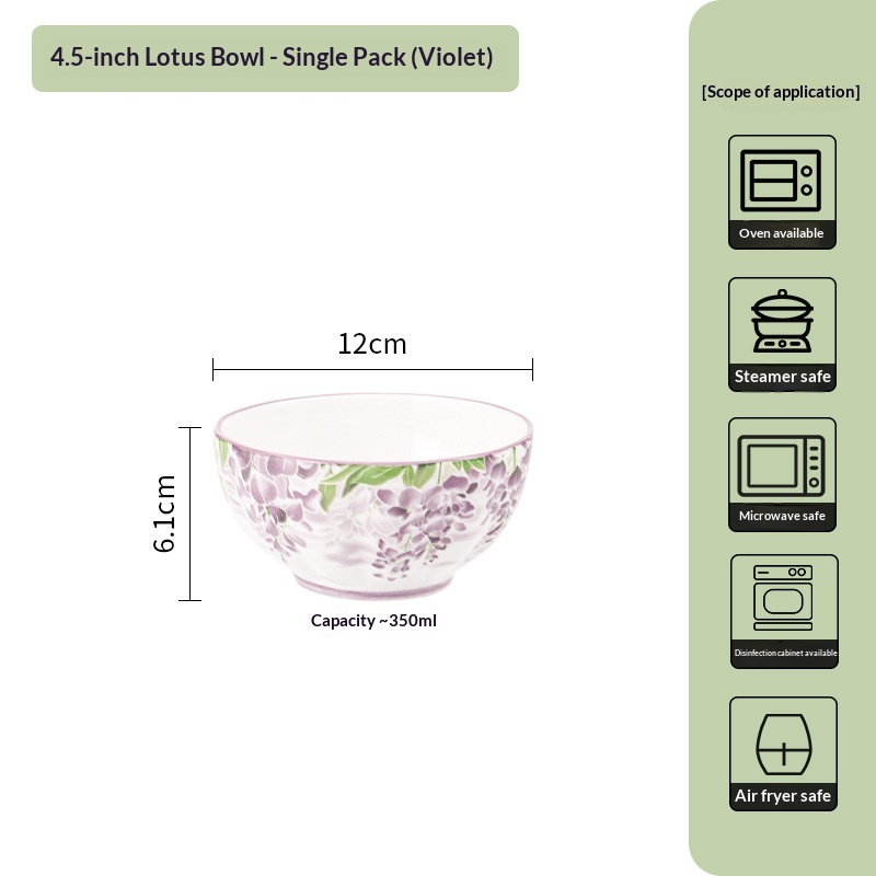 Japanese-style Creative Ceramic Bowl With Underglaze Coloring For Home Use