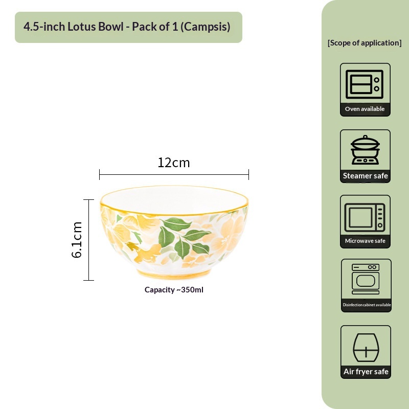 Japanese-style Creative Ceramic Bowl With Underglaze Coloring For Home Use