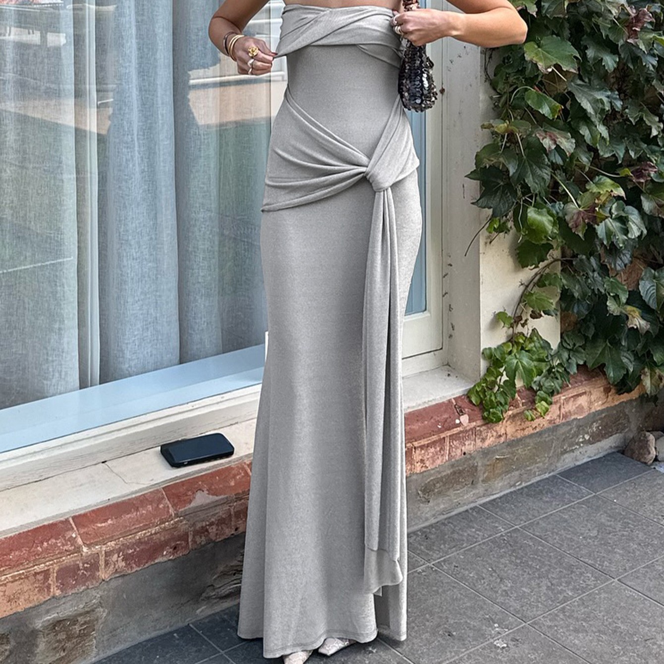 Womens High-Waisted Chic Halterneck Sleeveless Dress