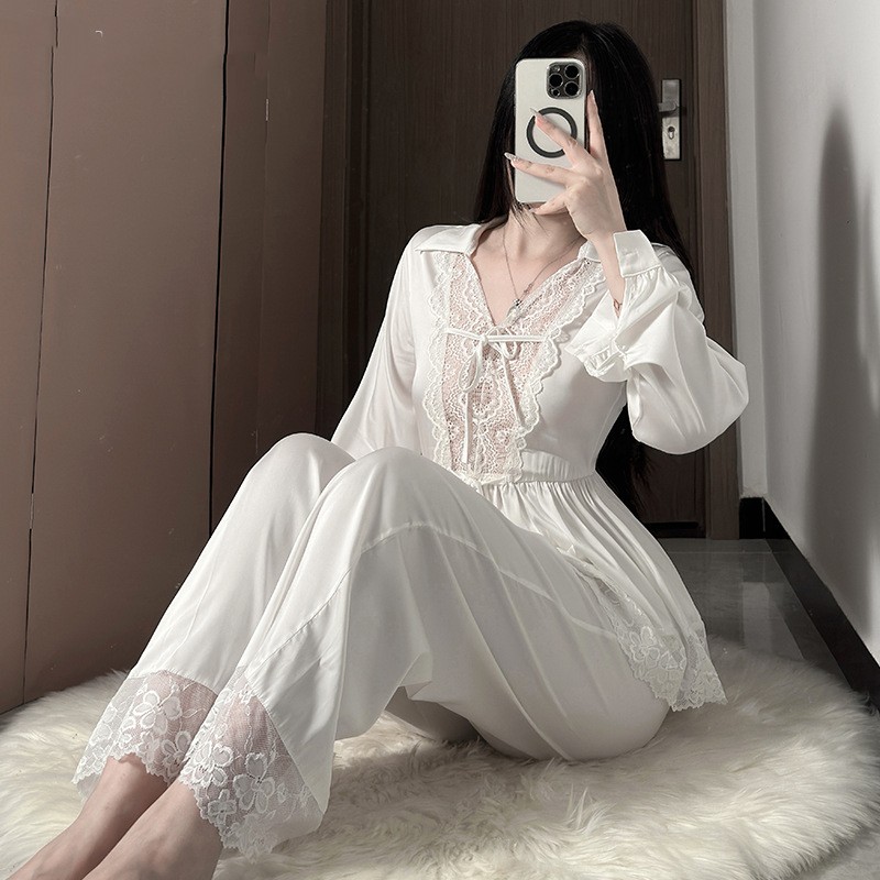 Womens High-end Faux-silk Summer Pajamas