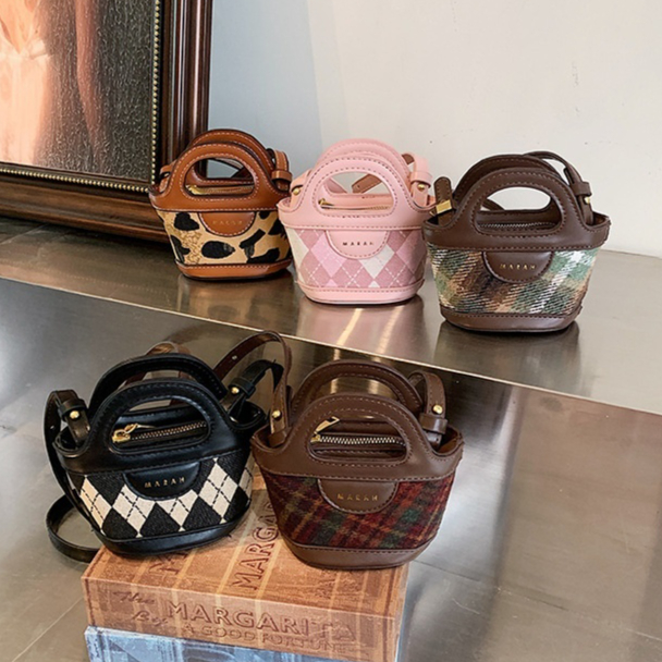 Korean-style Patchwork Fashion Plaid Niche Mini Tote Crossbody Bag