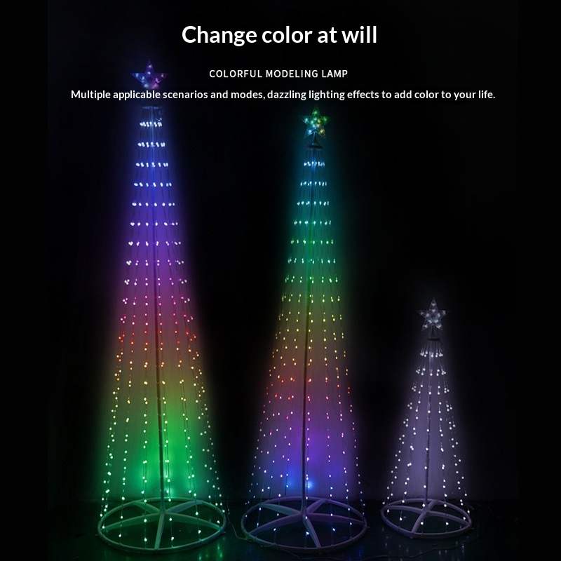 RGB Color-Changing Conical Remote-Controlled App-Powered IndoorOutdoor Tree Lights