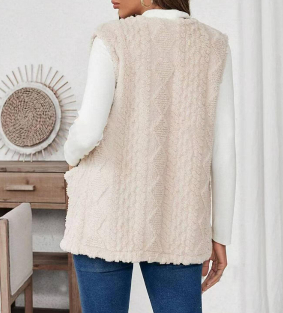 Stylish Casual Cardigan With Plush Pockets On Both Sides