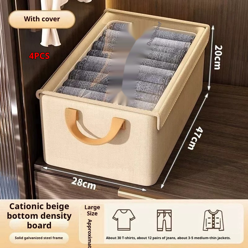 Clothing Storage Box With Lid - Four Compartments