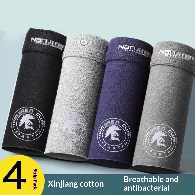 Pack Of 4 Mens Comfortable Breathable Cotton Boxer Briefs With  Prints