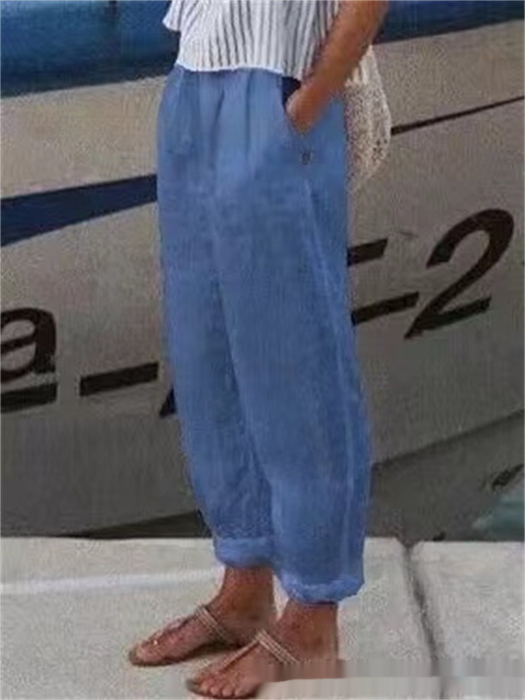 Breathable Retro Versatile High-waisted Cotton-linen Pants