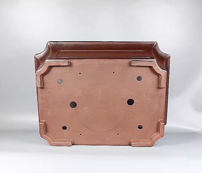 Handmade Antique-style Rectangular Purple Clay Bonsai Pot