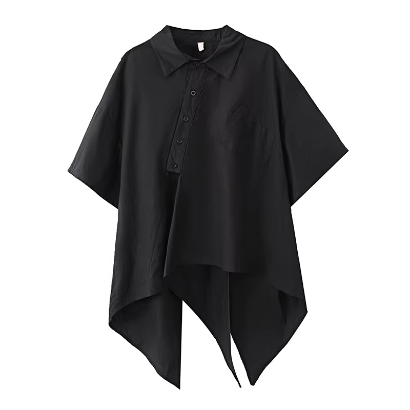 Dark-style Niche Asymmetric Short-sleeve Shirt