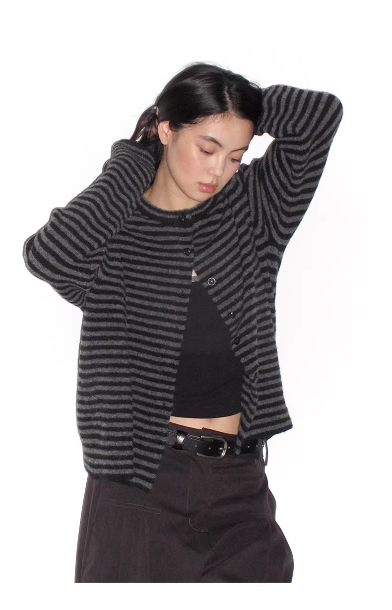 Striped Turtleneck Knit Sweater Base Layer Top