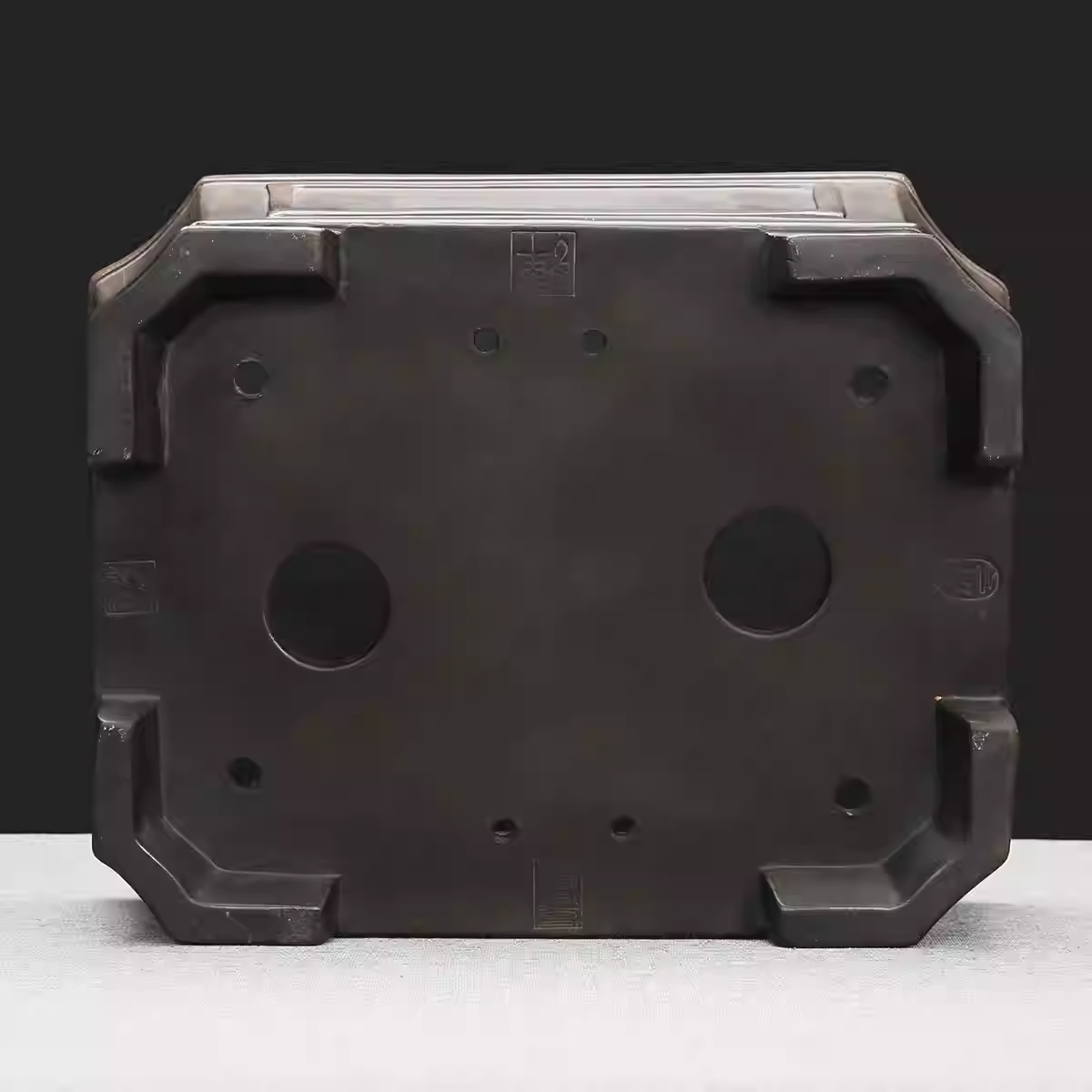 High-temperature Kiln-transformed Rectangular Purple Clay Bonsai Pot With Chamfered Corners