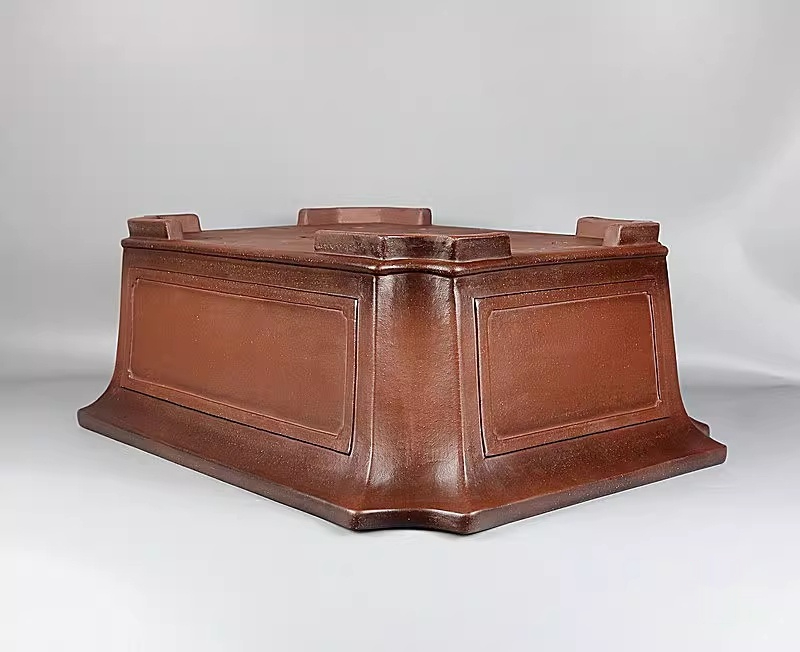 Handmade Antique-style Rectangular Purple Clay Bonsai Pot