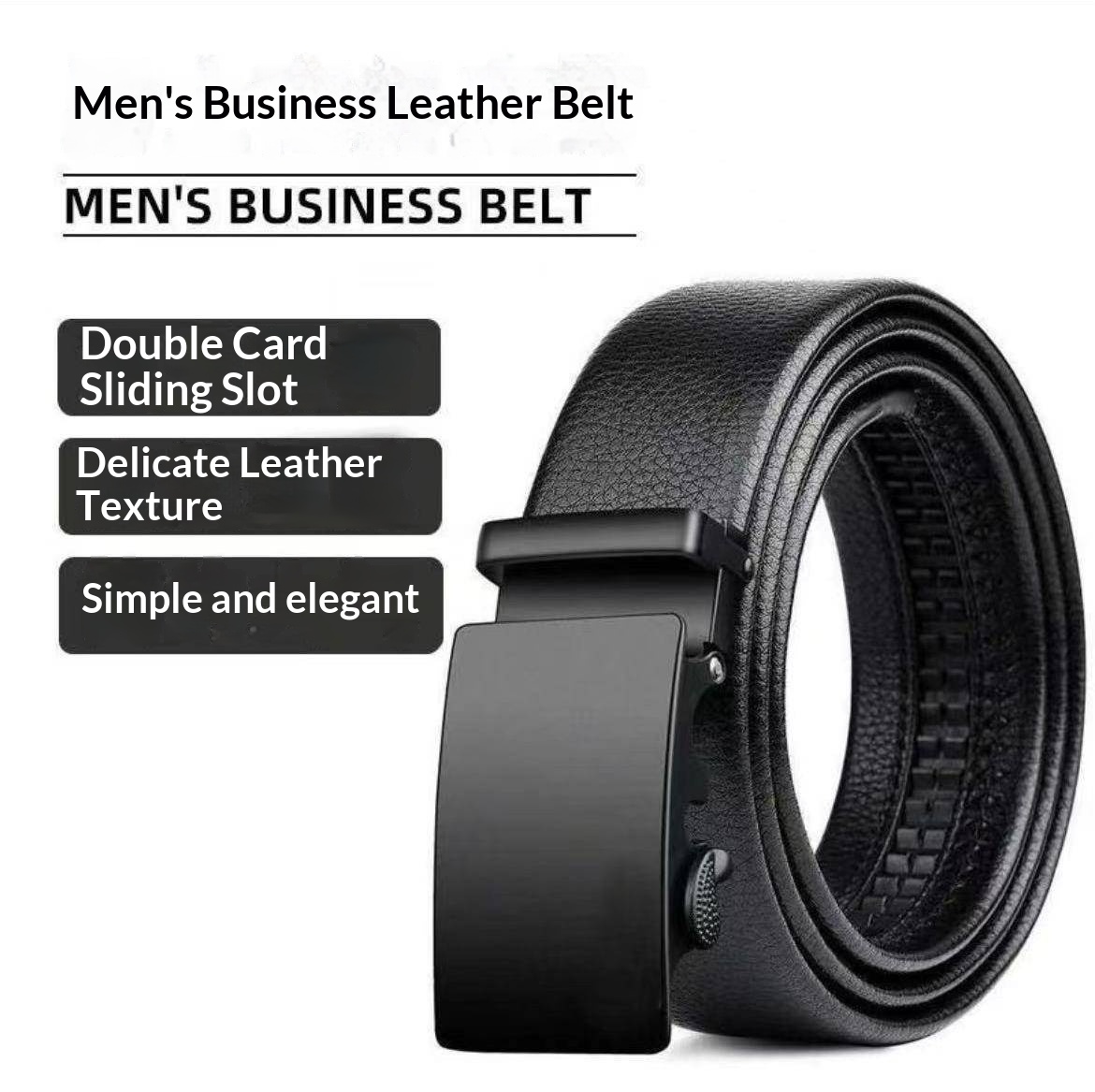 Mens Smooth Leather Belt With Automatic Buckle 1 Piece