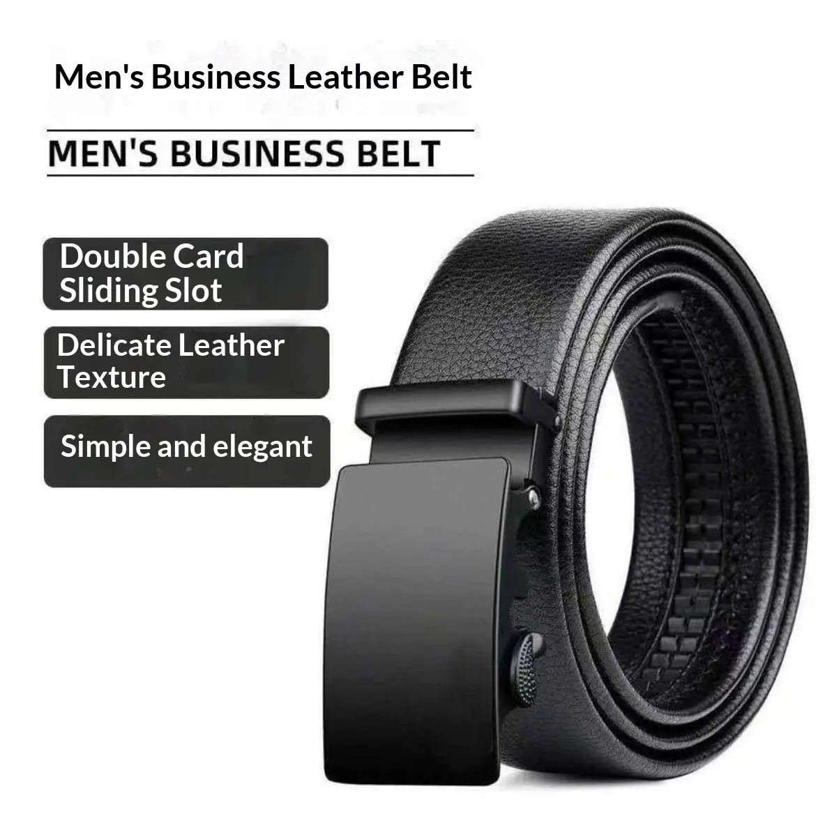 Mens Smooth Leather Belt With Automatic Buckle 1 Piece