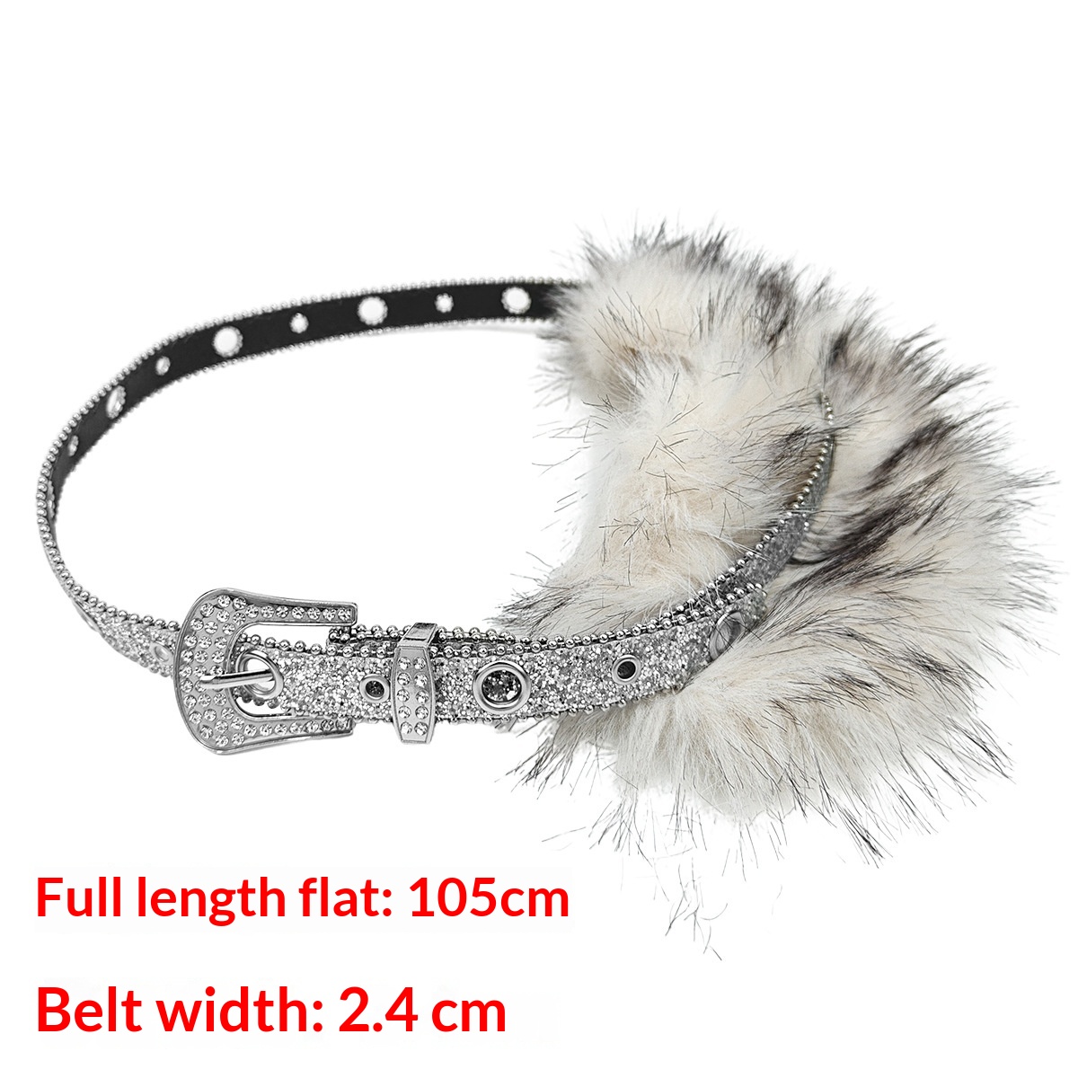 Punk Subculture Diamond-studded Personalized Fur-decorated Sequin Belt
