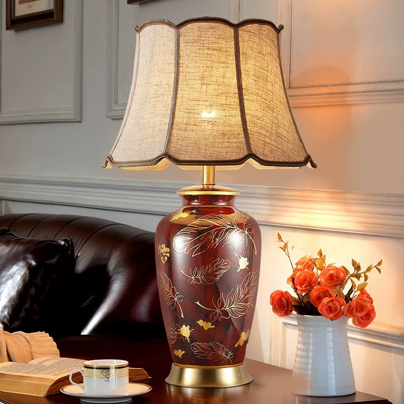 Table Lamp Bedroom Study Bedside Hotel Desk Reading Lamp Simple Villa Painted Creative Lamp