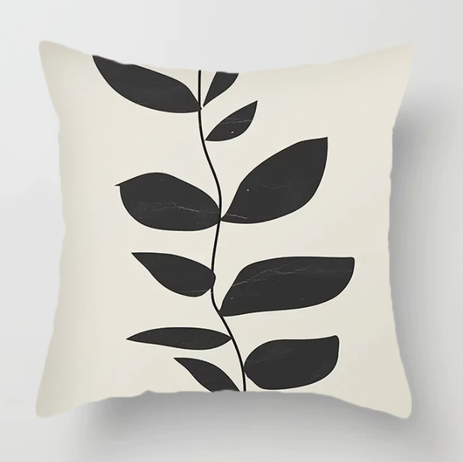 Nordic-style Minimalist Landscape Throw Pillow With Geometric Lines In Coffee Brownperfect For B&Bs