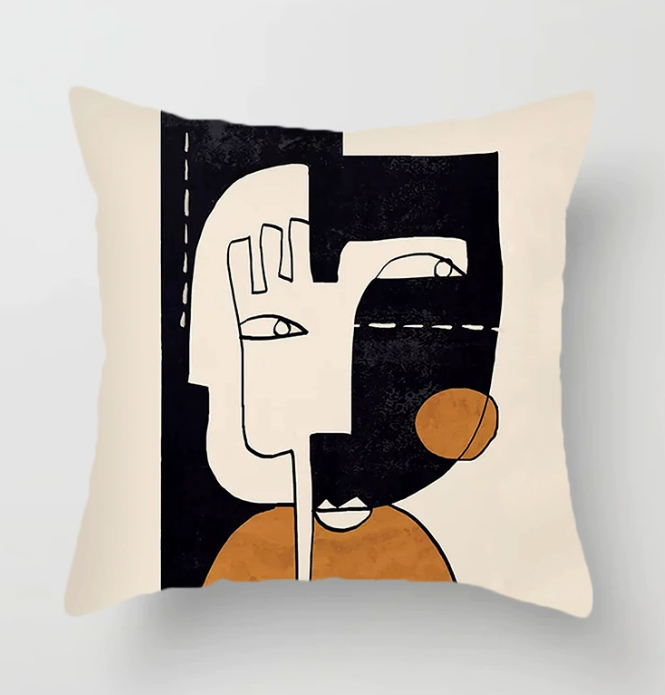 Nordic-style Minimalist Landscape Throw Pillow With Geometric Lines In Coffee Brownperfect For B&Bs