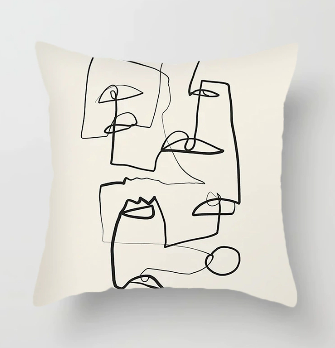 Nordic-style Minimalist Landscape Throw Pillow With Geometric Lines In Coffee Brownperfect For B&Bs