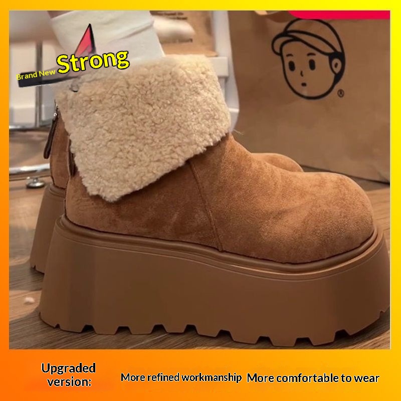 Womens Fleece-Lined Cotton Shoes Vintage Snow Boots