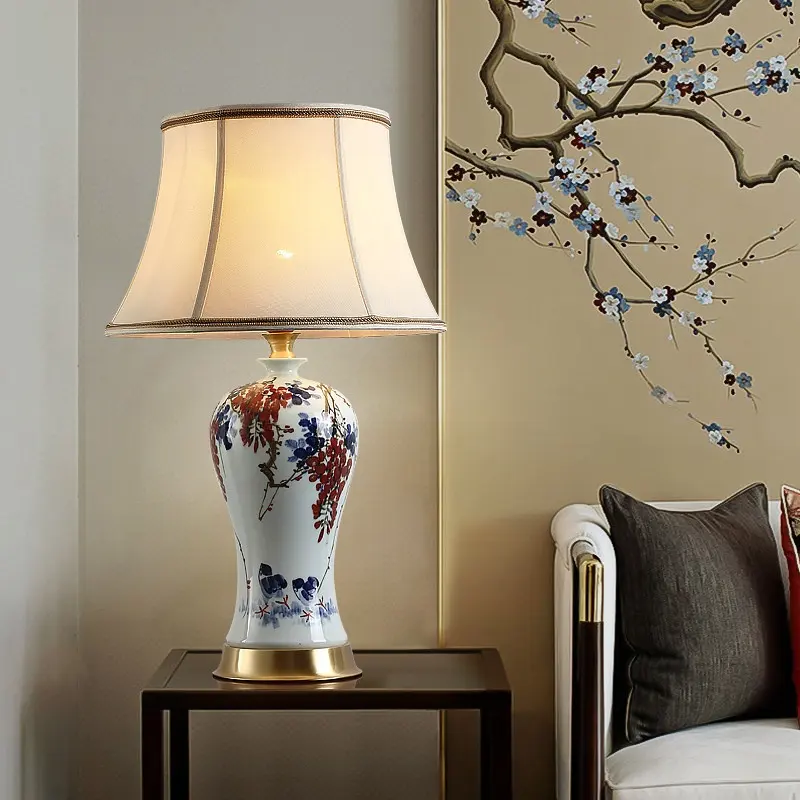 All-Copper New Chinese-Style Table Lamp From Jingdezhen
