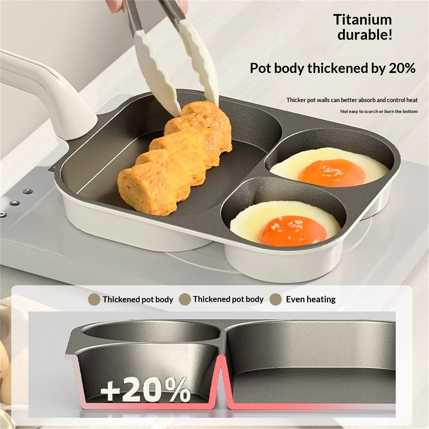 Titanium Ceramic Three-in-one Breakfast Pot