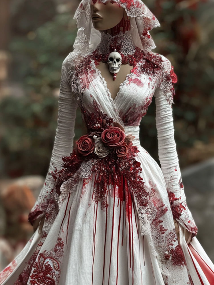 Womens V-neck Digitally Printed American-style Fashion Casual Dress