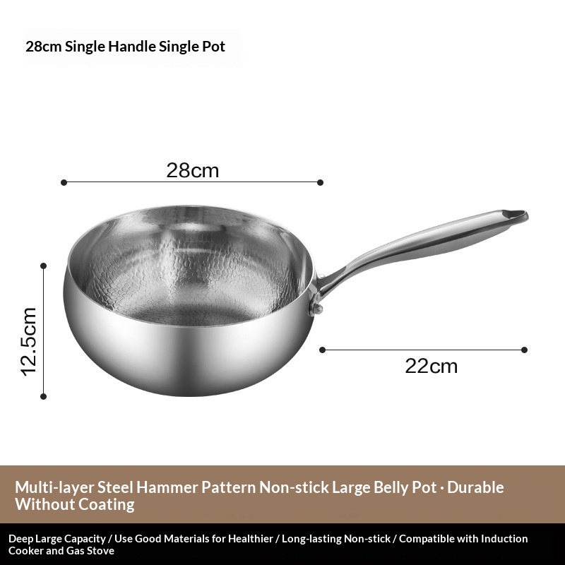 Thickened Multi-Layer Steel Hammered Titanium Wok