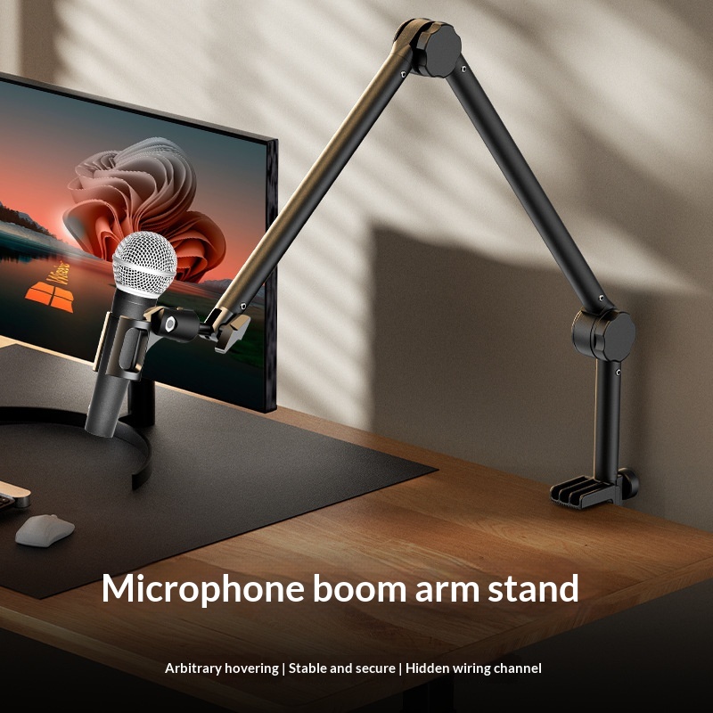 Microphone Boom Arm Stand For Live Streaming And Singing, With Universal Swivel And Foldable Design