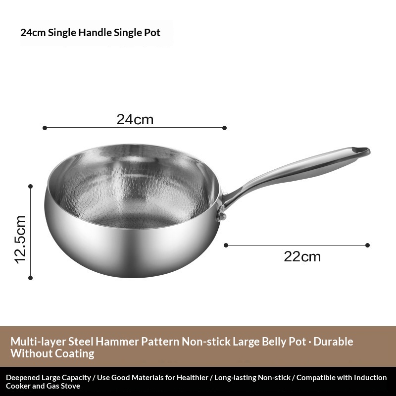 Thickened Multi-Layer Steel Hammered Titanium Wok