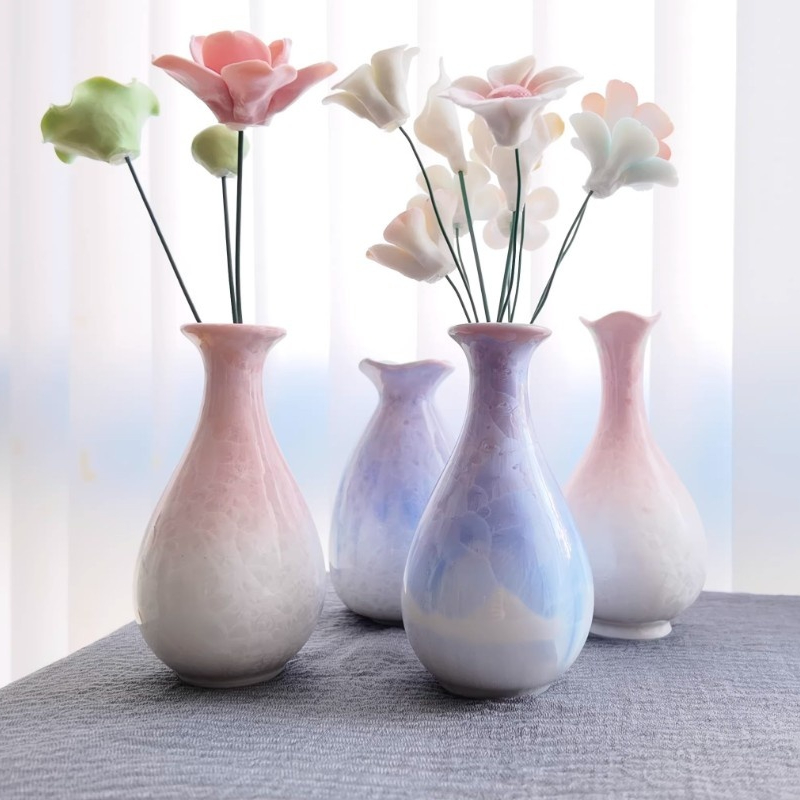 Minimalist Modern Kiln-Changed Crystalline Glazed Ceramic Vase