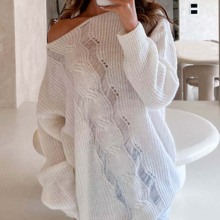 Womens Loose-fitting Casual Long-sleeve Knit Top