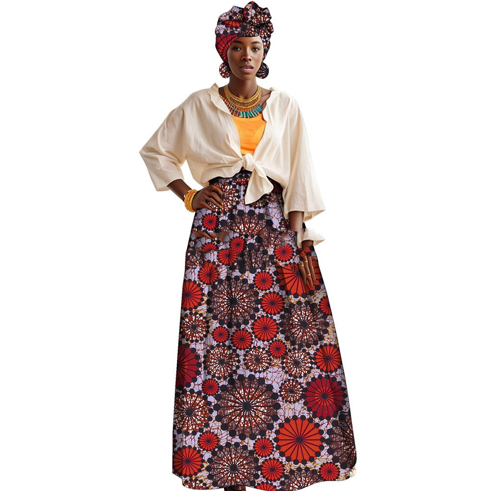 African-print A-line Skirt With Pockets