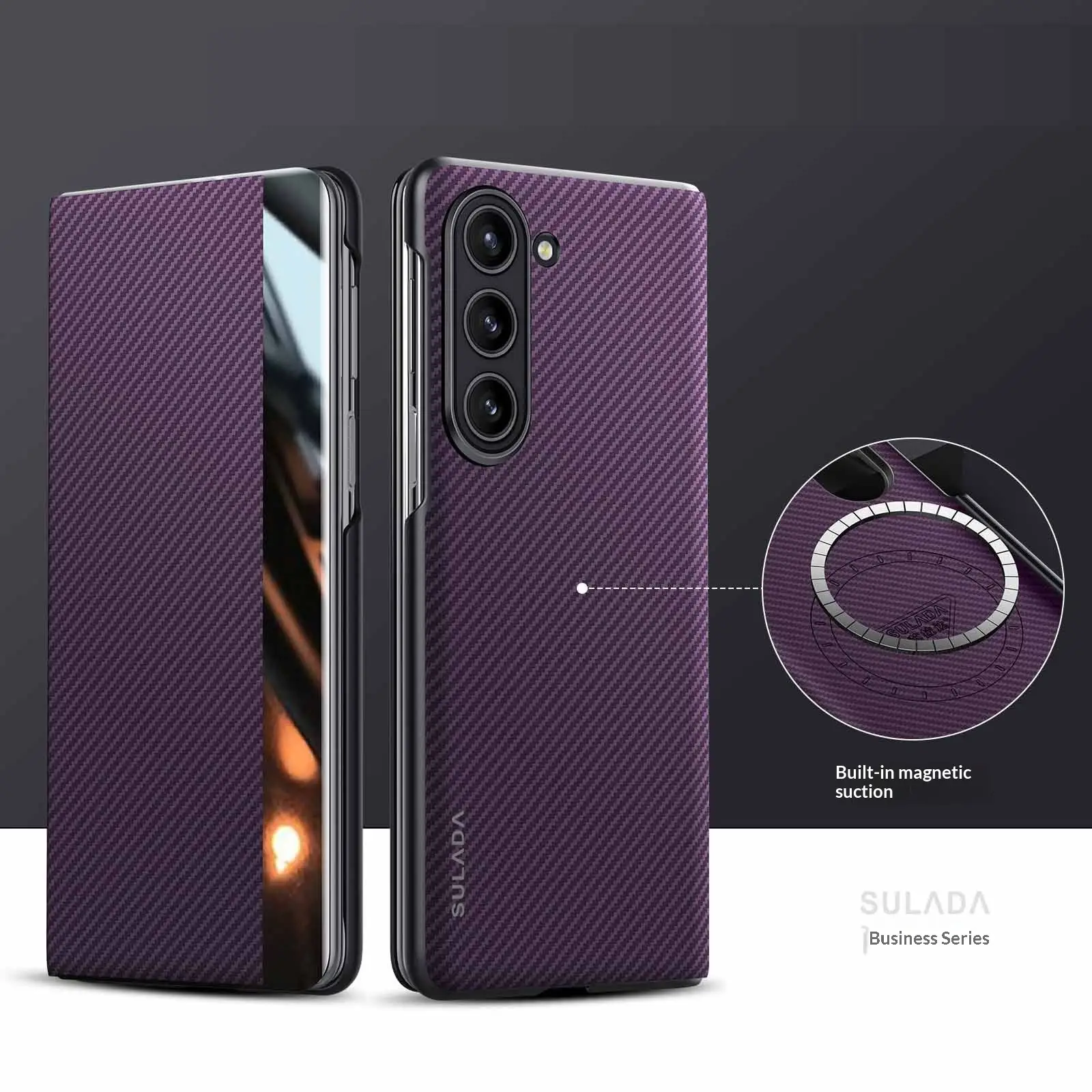 Carbon-fiber Leather Flip Case With Magnetic Card Slots For Phones