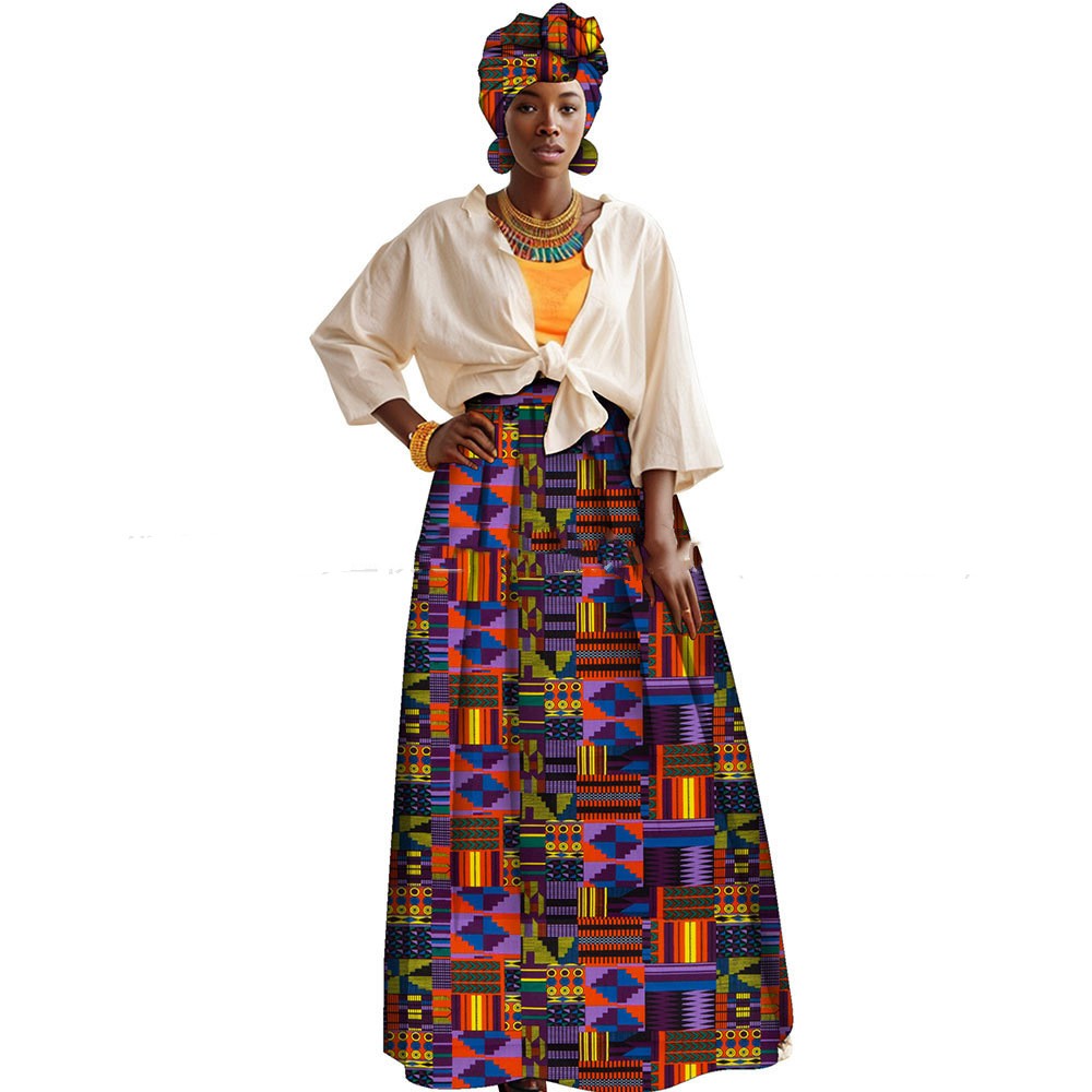 African-print A-line Skirt With Pockets