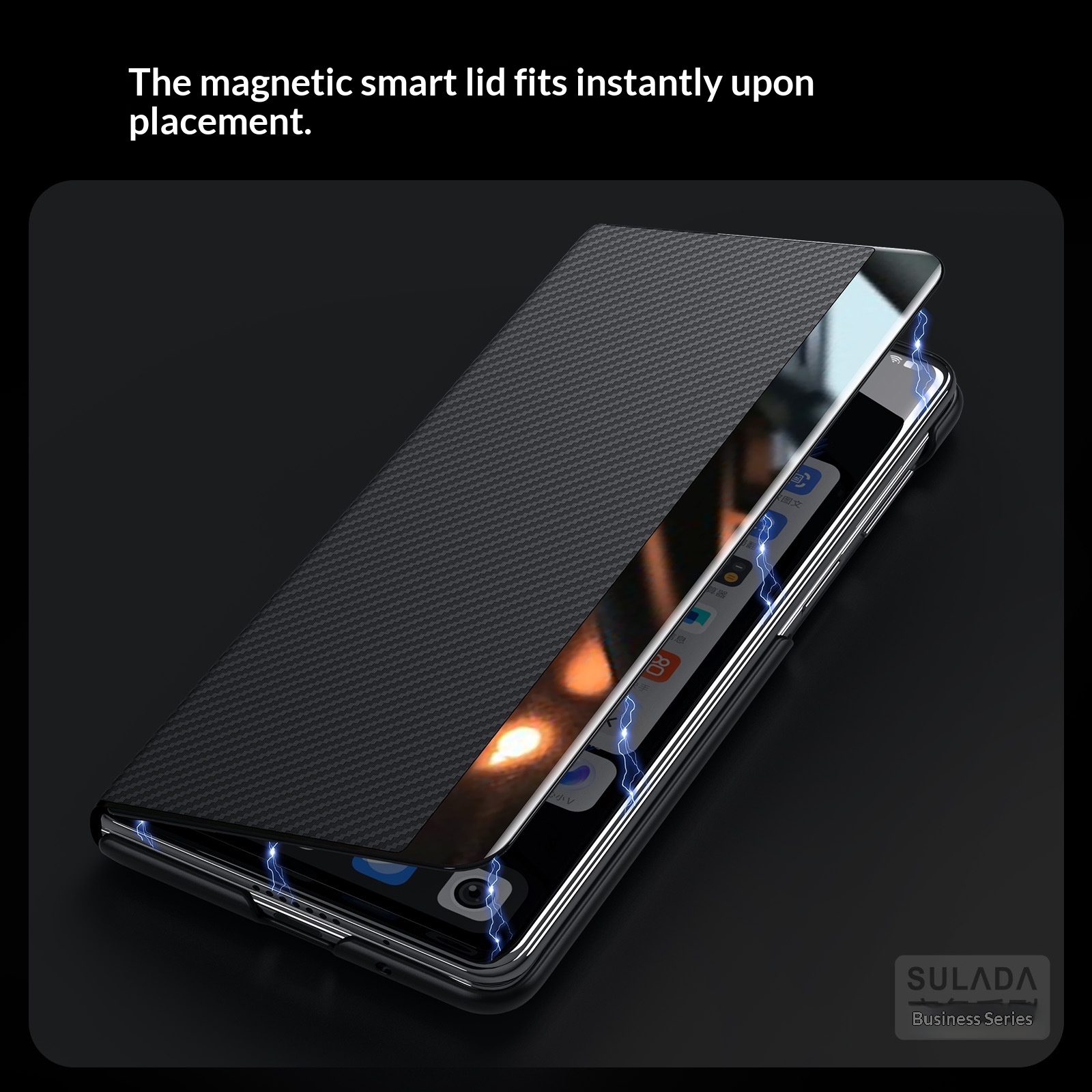 Carbon-fiber Leather Flip Case With Magnetic Card Slots For Phones