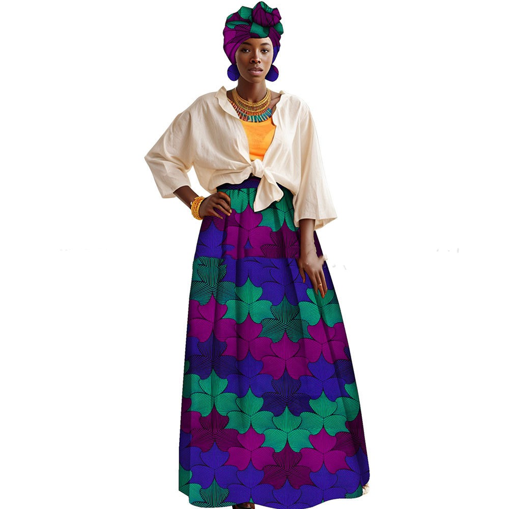 African-print A-line Skirt With Pockets