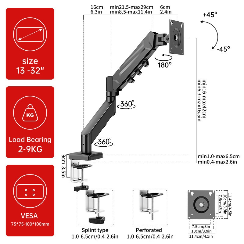 Monitor Computer Stand With Mechanical Arm And Desktop Rotation