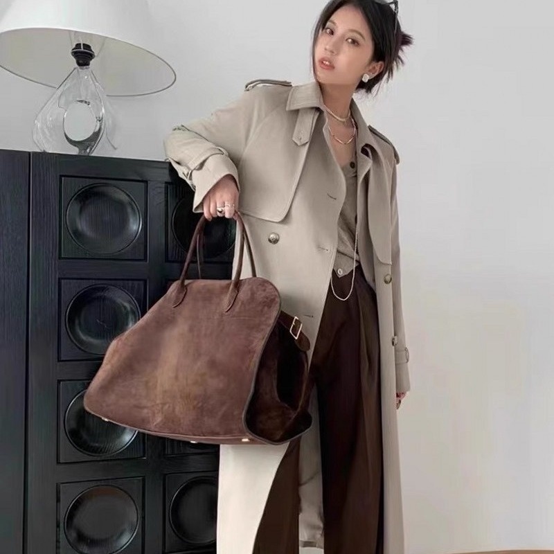 Womens Commuter Tote Bag In Textured Suede