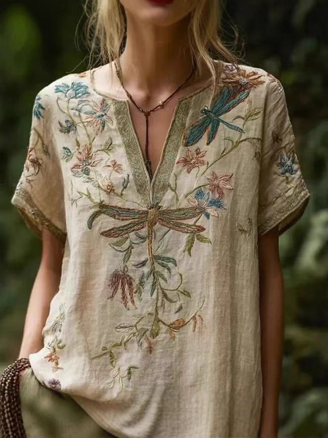 Women’s 3D Printed Drop Shoulder Short Sleeve Top