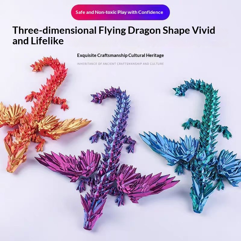 3D-printed Flying Dragon Model With A Fully Posable Body For Play
