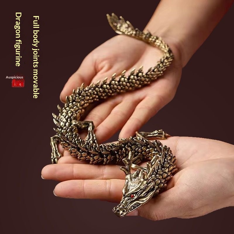 Bearded Five Clawed Fu Long Ornament With Movable Joints