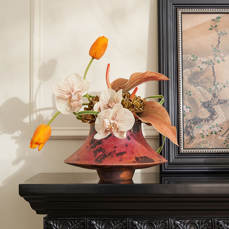 American Retro-Style Fireplace Chest Desktop Copper Vase Ornament