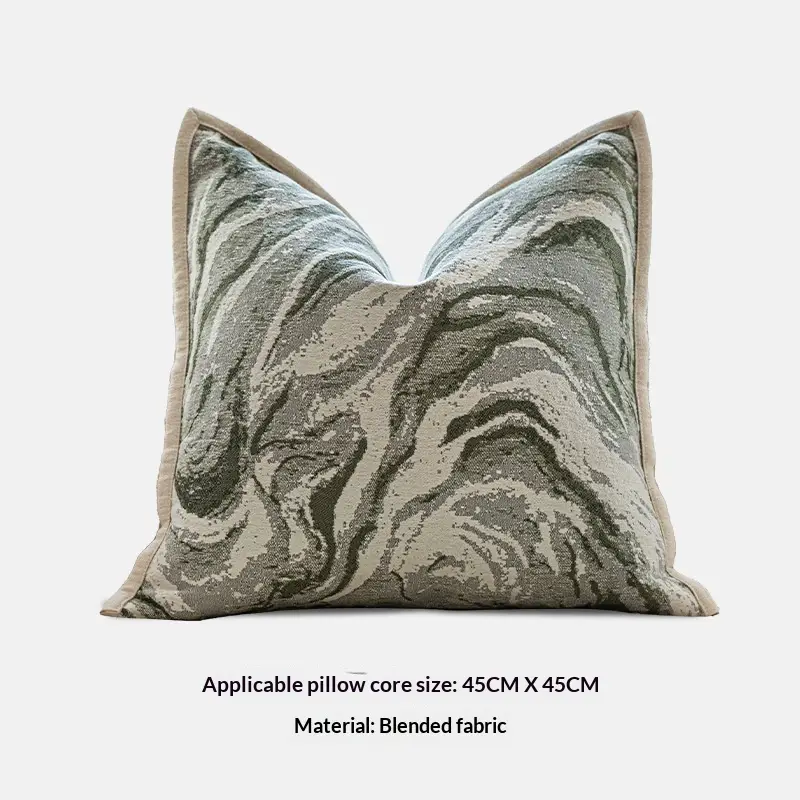 Creative New Chinese-Style Green Zen Bamboo Leaf Embroidered Throw Pillow