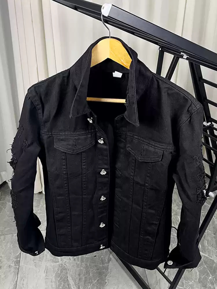 Mens Slim-Fit Black Ripped Beggar Jacket That Turns Heads On The Street