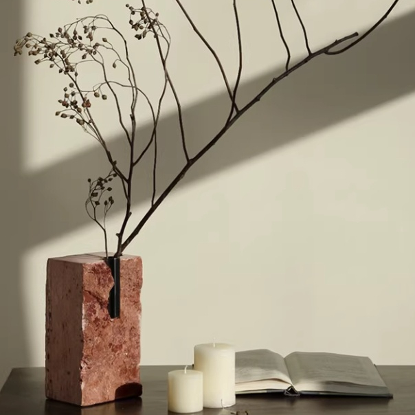 Travertine Stone Flower Vase, picture 2 of 4