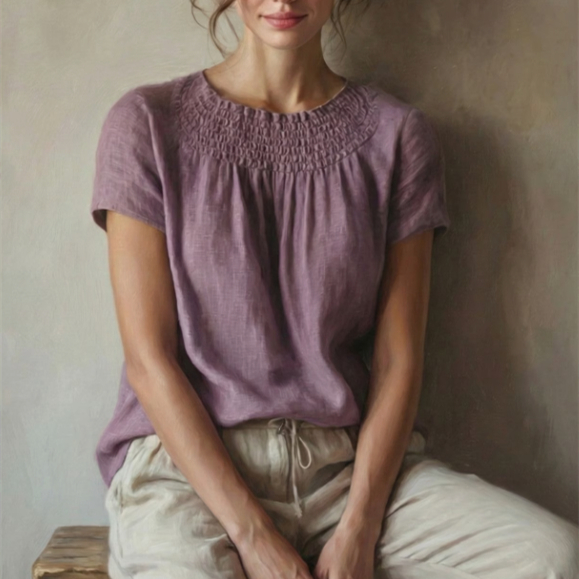 Ladies' Soft Mist Light Purple Short-Sleeve Top